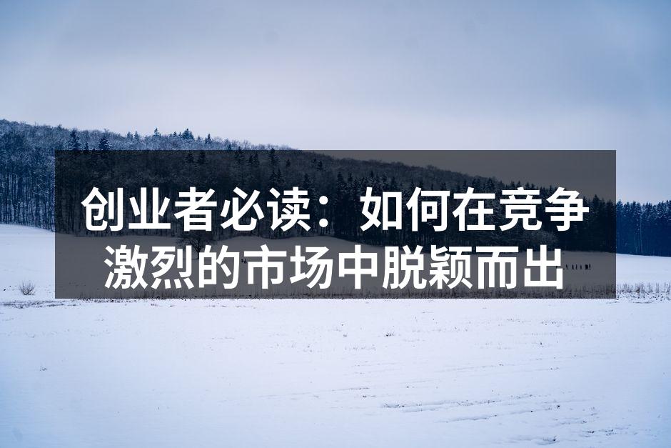 创业者必读：如何在竞争激烈的市场中脱颖而出